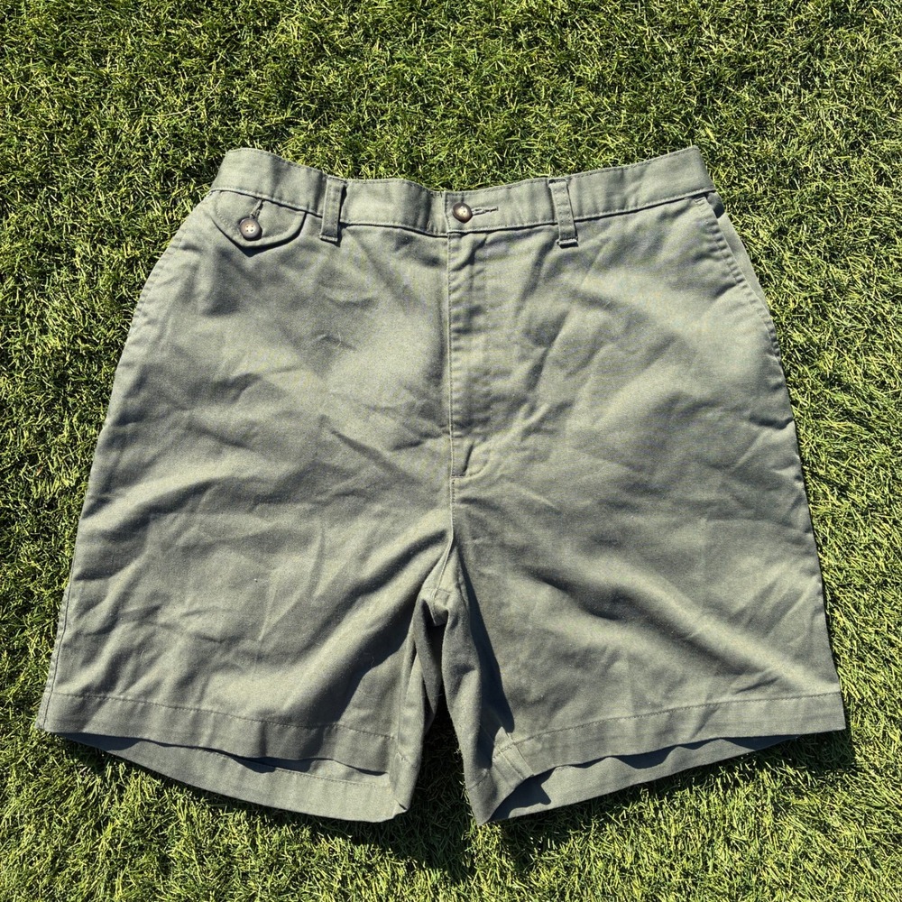 Vintage Towncraft Mens 30x7 Olive Drab Green Chino Shorts Military Style Utility